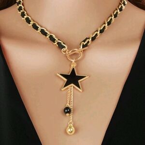 Gold and Black Star Pendant Necklace
